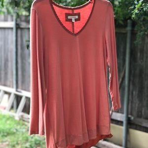Pure + Good Salmon 3/4 Sleeve Top
